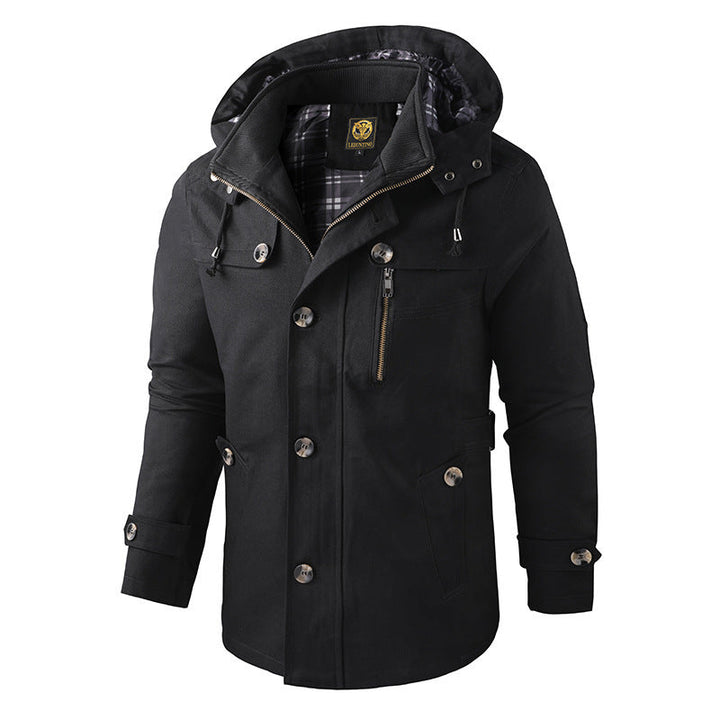Heren Winterjas met Moderne Pasvorm en Praktische Details