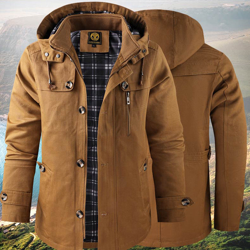 Heren Winterjas met Moderne Pasvorm en Praktische Details