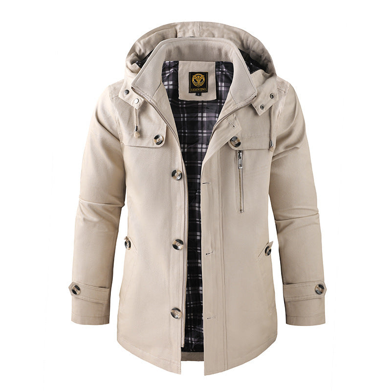 Heren Winterjas met Moderne Pasvorm en Praktische Details