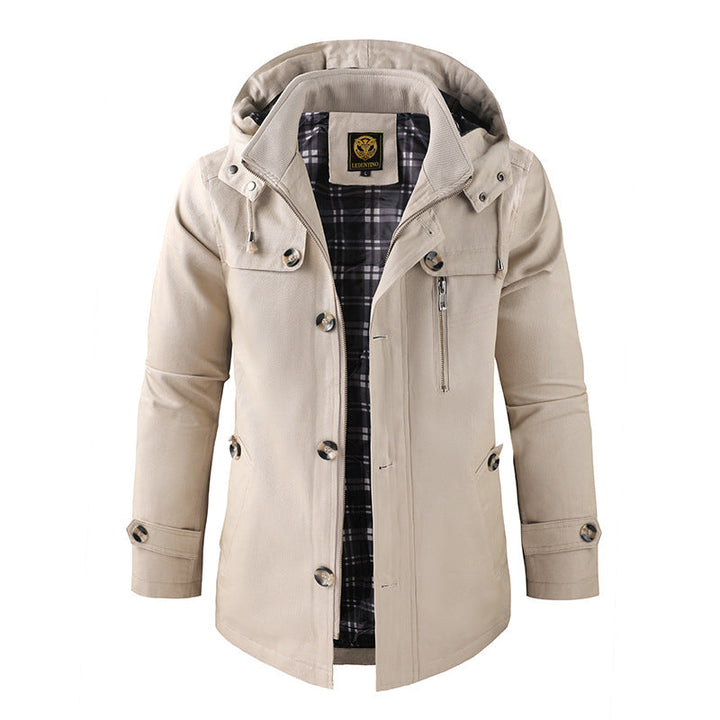 Heren Winterjas met Moderne Pasvorm en Praktische Details
