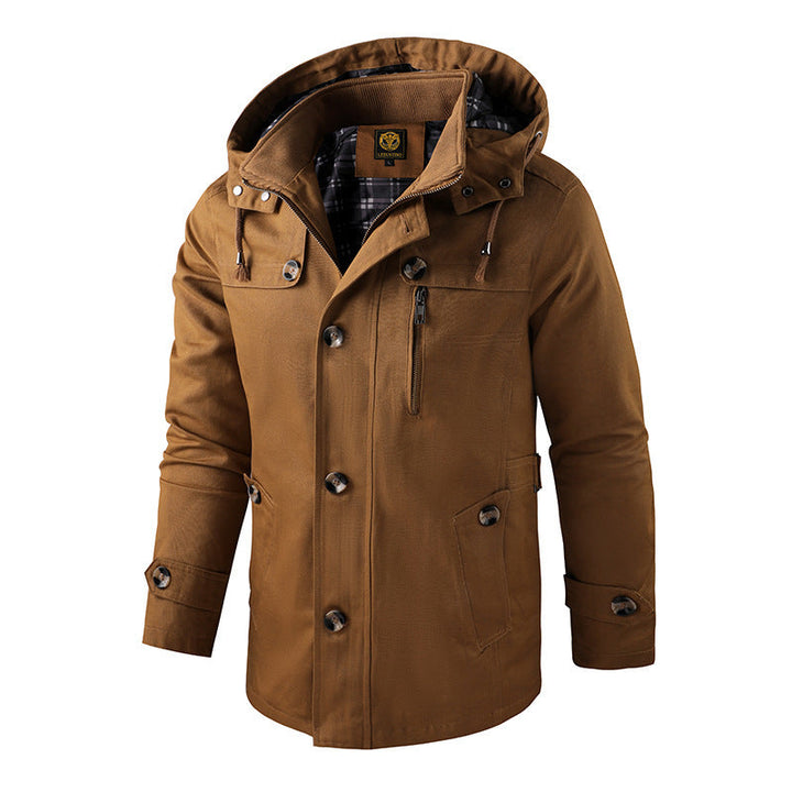 Heren Winterjas met Moderne Pasvorm en Praktische Details
