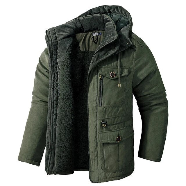 Heren Winterjas met Capuchon Militaire Look