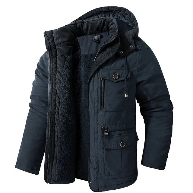 Heren Winterjas met Capuchon Militaire Look