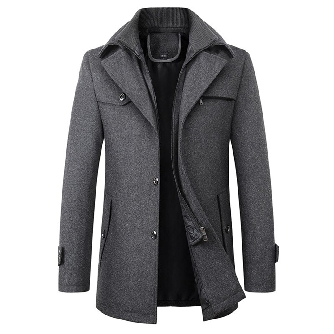 Heren Luxe Trenchcoat met Rits en Knopen