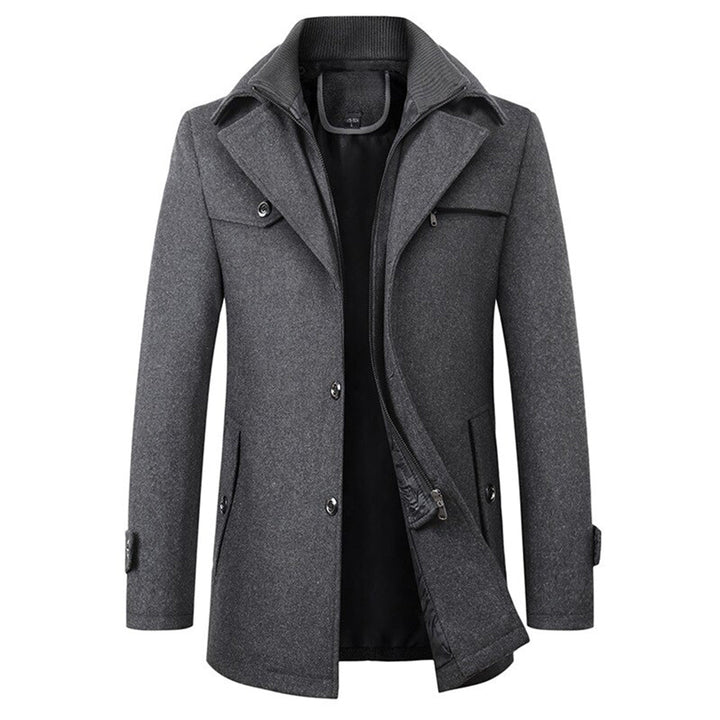 Heren Luxe Trenchcoat met Rits en Knopen