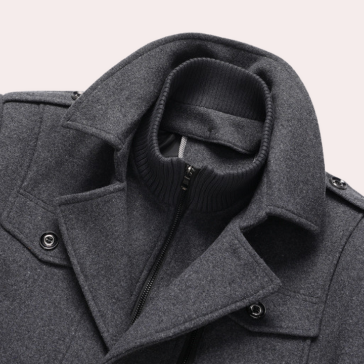 Heren Trenchcoat met Thermische Voering en Winddichte Kraag