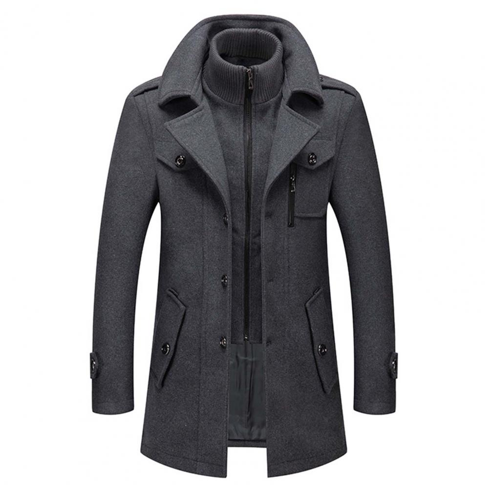 Heren Trenchcoat met Thermische Voering en Winddichte Kraag