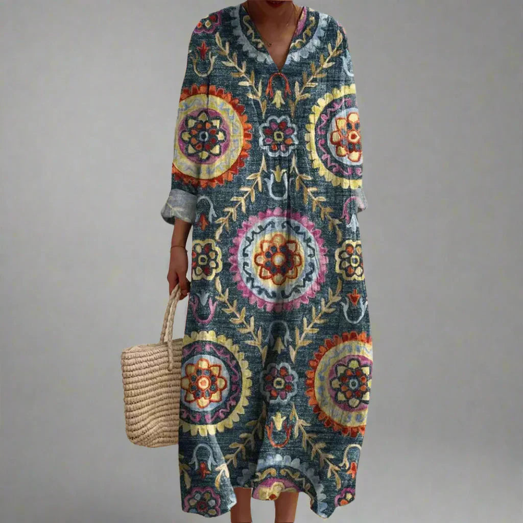 Ava | Geometrische Midi-jurk