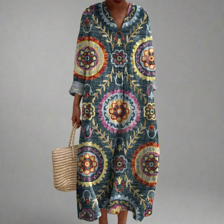 Ava | Geometrische Midi-jurk