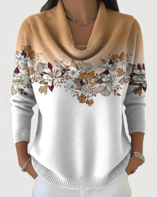 Alora - Bloemenpullover met Zachte Kraag