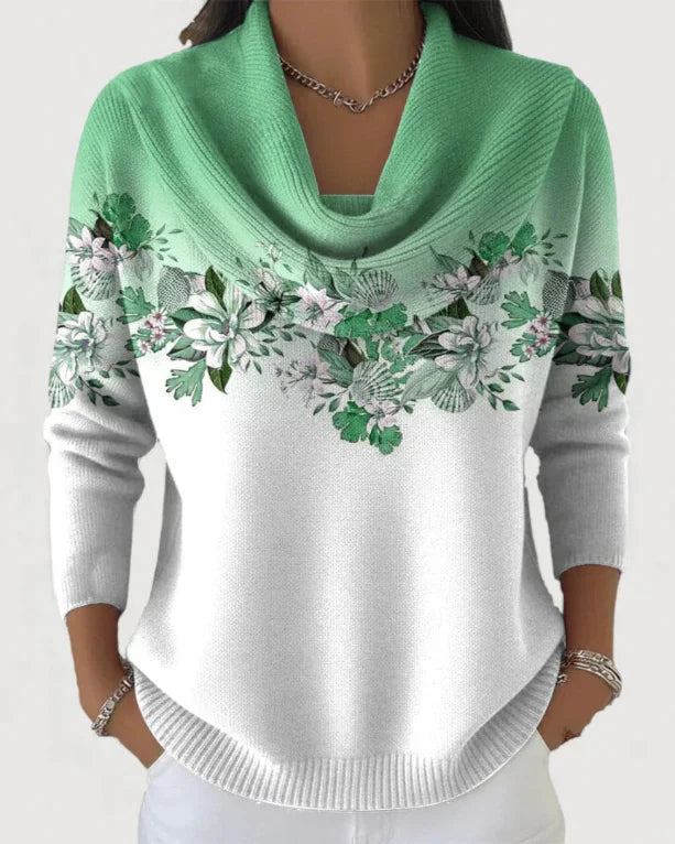 Alora - Bloemenpullover met Zachte Kraag