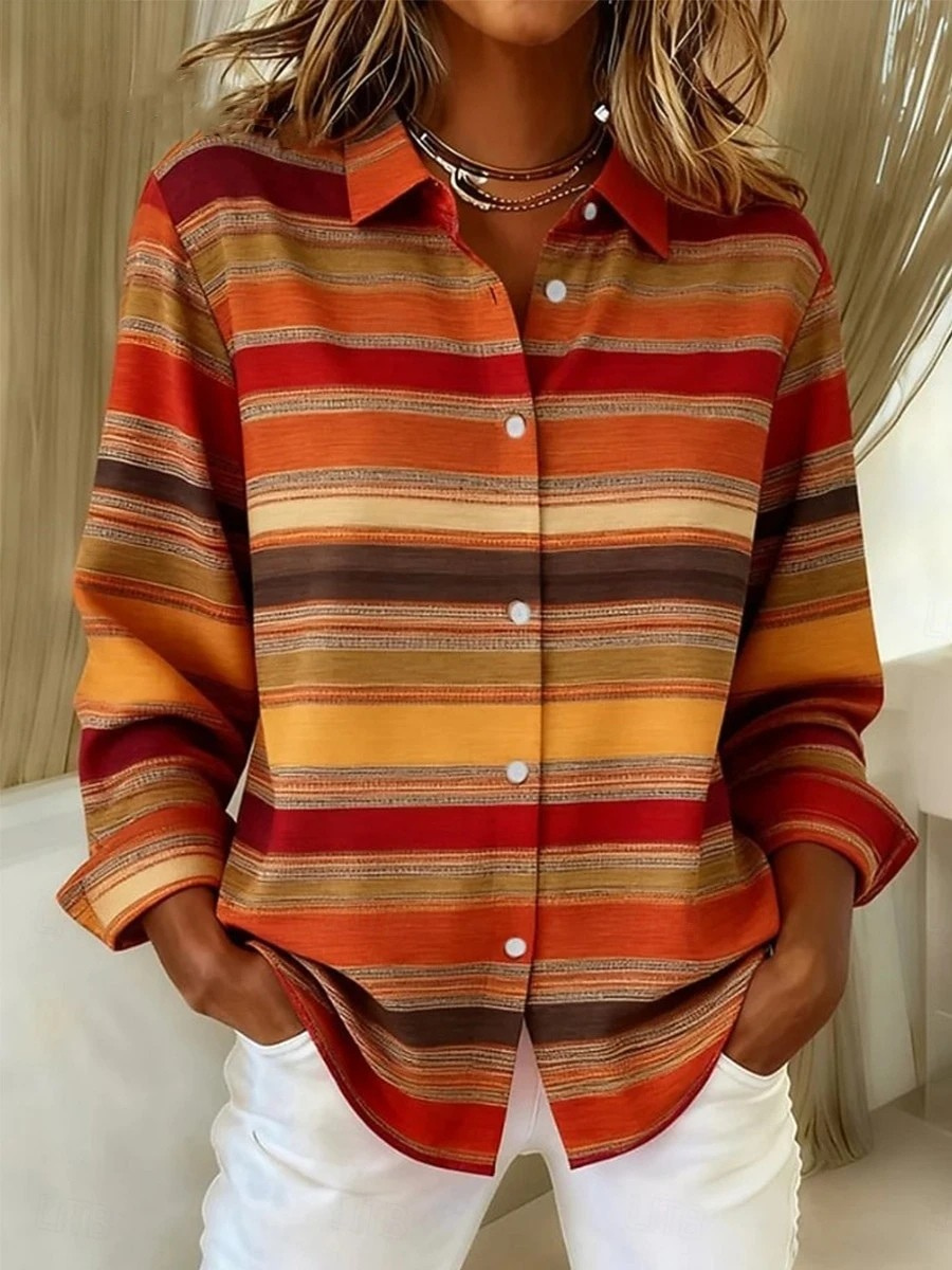 Geruite Damesblouse met Lange Mouwen