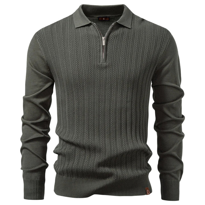 ARMAND | LUXE STRUCTUUR POLO MET RITSSLUITING VOOR HEREN