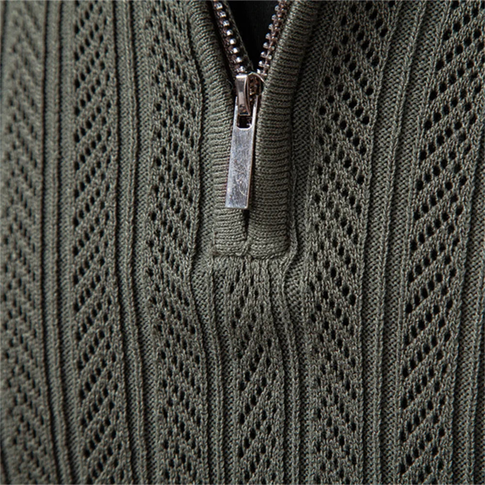 ARMAND | LUXE STRUCTUUR POLO MET RITSSLUITING VOOR HEREN
