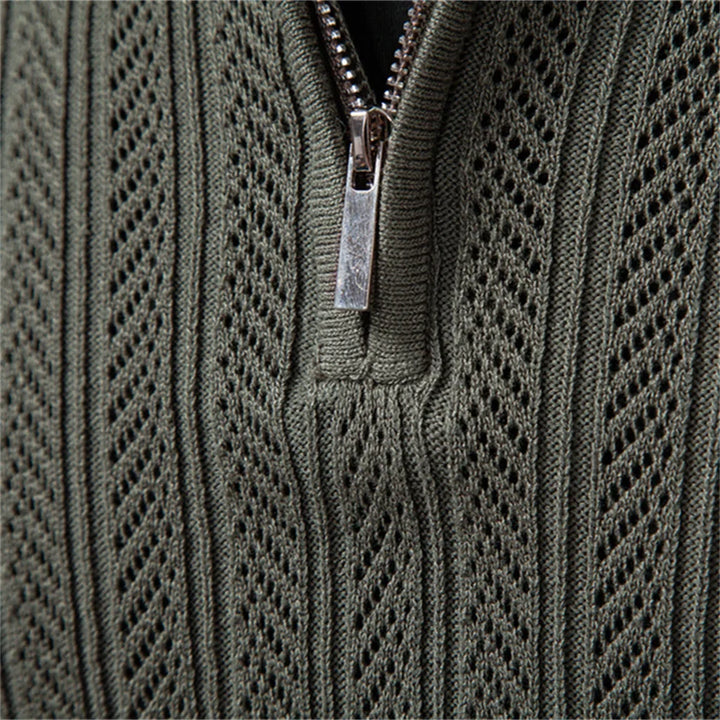 ARMAND | LUXE STRUCTUUR POLO MET RITSSLUITING VOOR HEREN
