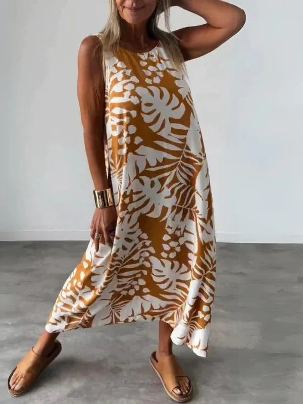 Audrey | Rugloze Botanische Midi-jurk