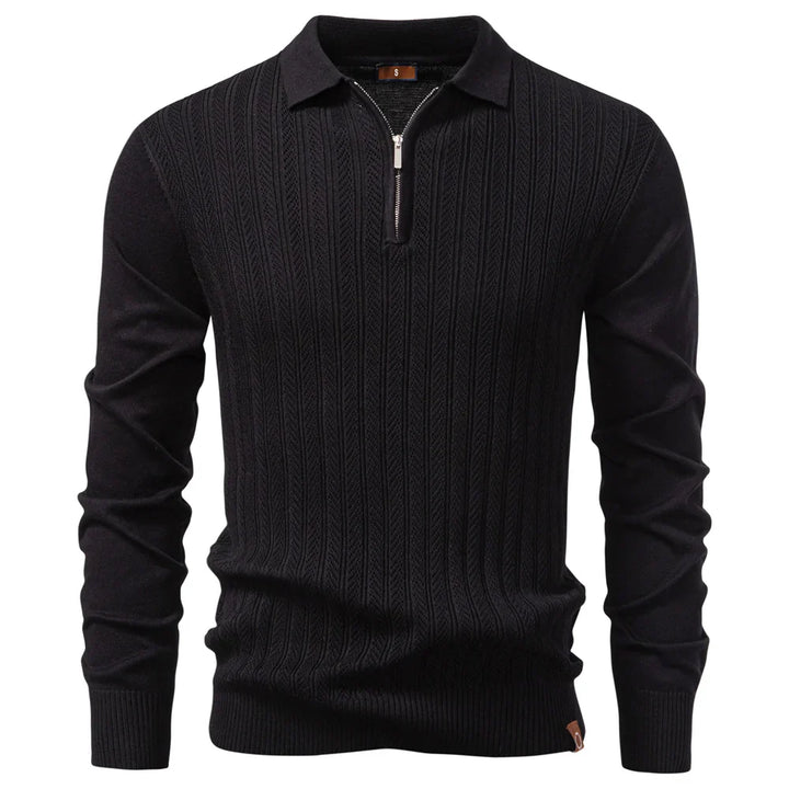 ARMAND | LUXE STRUCTUUR POLO MET RITSSLUITING VOOR HEREN