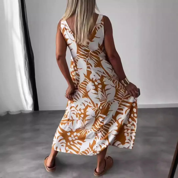 Audrey | Rugloze Botanische Midi-jurk