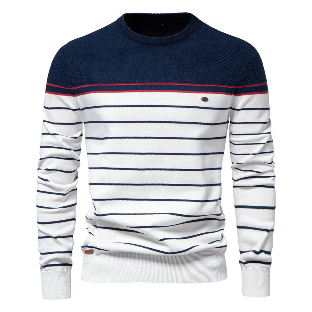 Adrien – Gestreepte marine trui