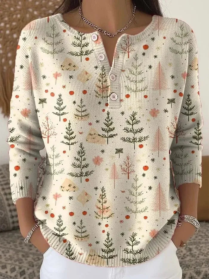 Hallie - Kersttrui met knopen