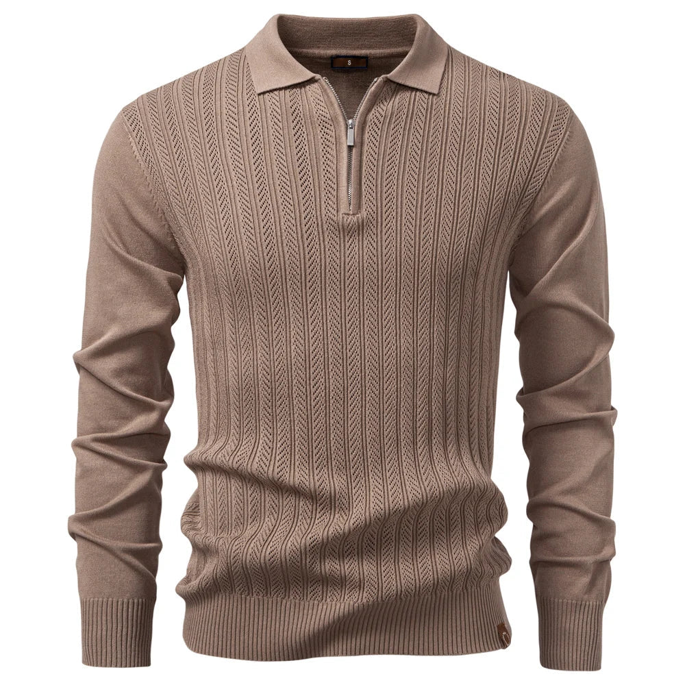 ARMAND | LUXE STRUCTUUR POLO MET RITSSLUITING VOOR HEREN