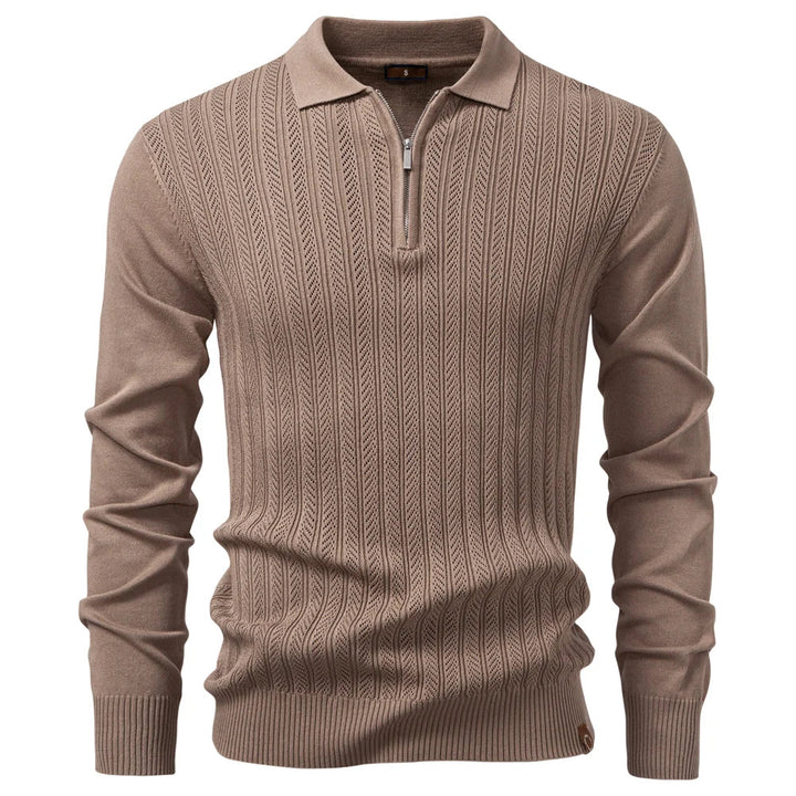 ARMAND | LUXE STRUCTUUR POLO MET RITSSLUITING VOOR HEREN