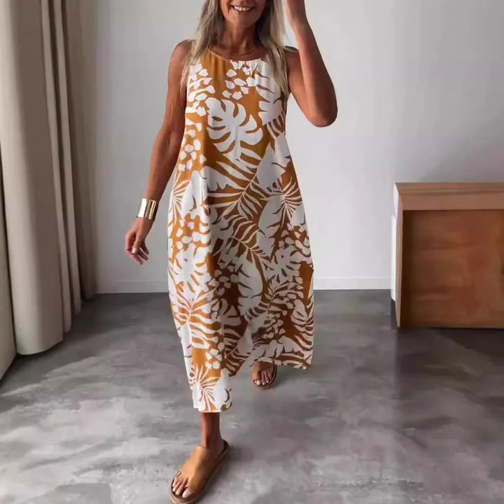 Audrey | Rugloze Botanische Midi-jurk
