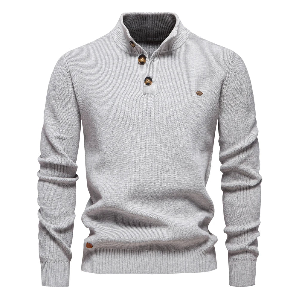 Konrad | Stijlvolle herenpullover met knoopdesign