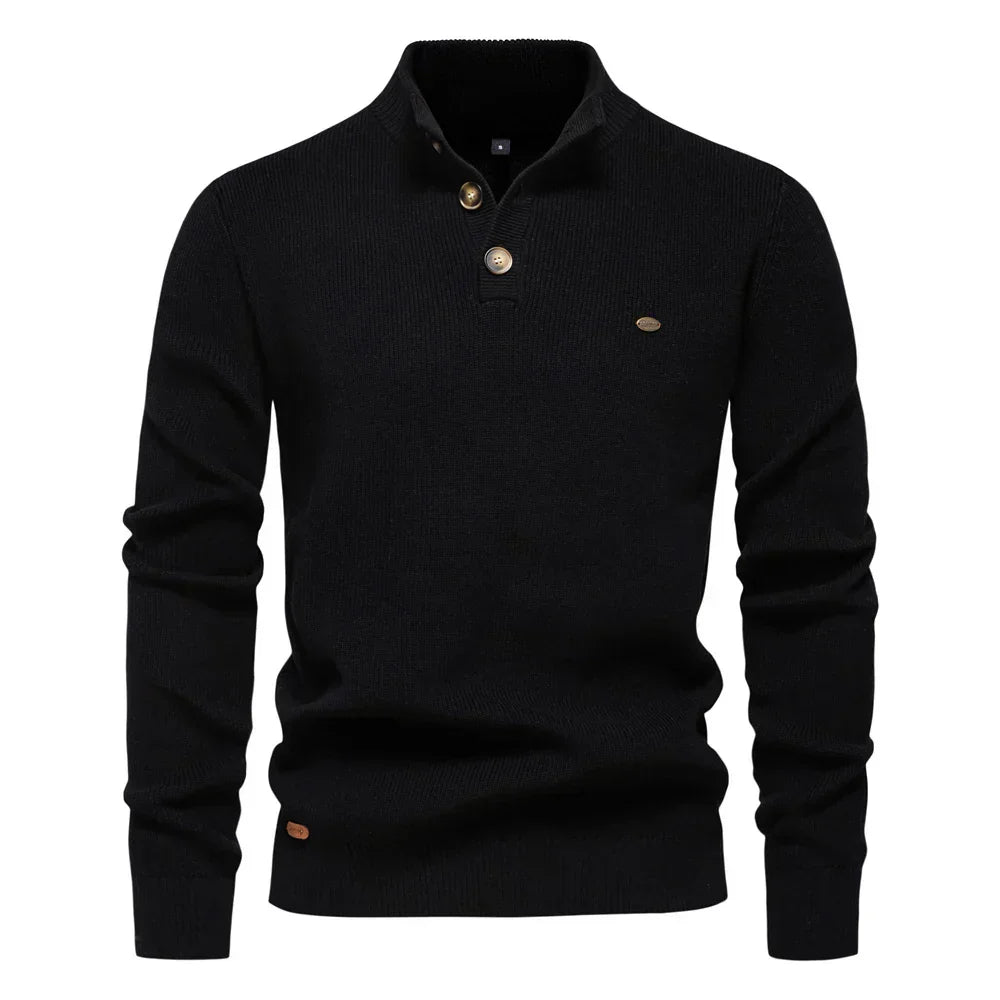 Konrad | Stijlvolle herenpullover met knoopdesign