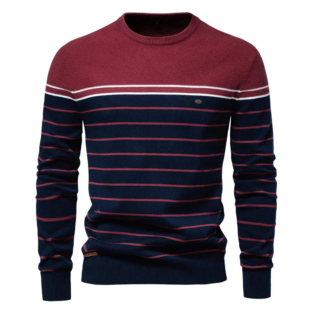 Adrien – Gestreepte marine trui