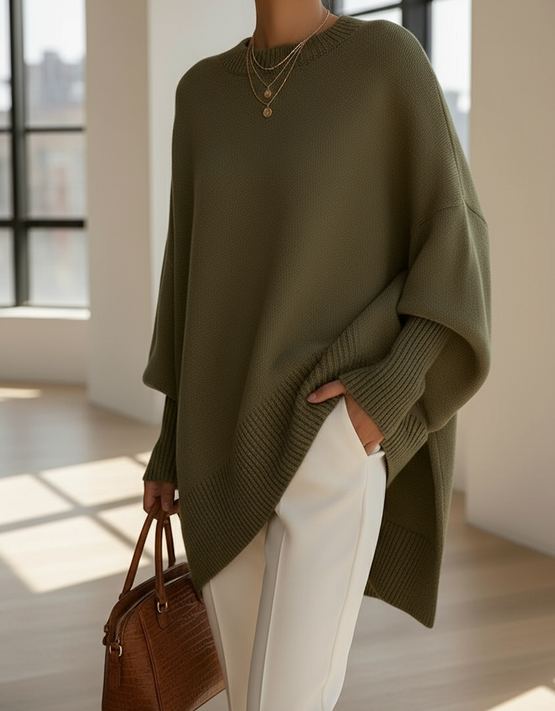 Jeanne | Ruime cashmere trui met ronde hals