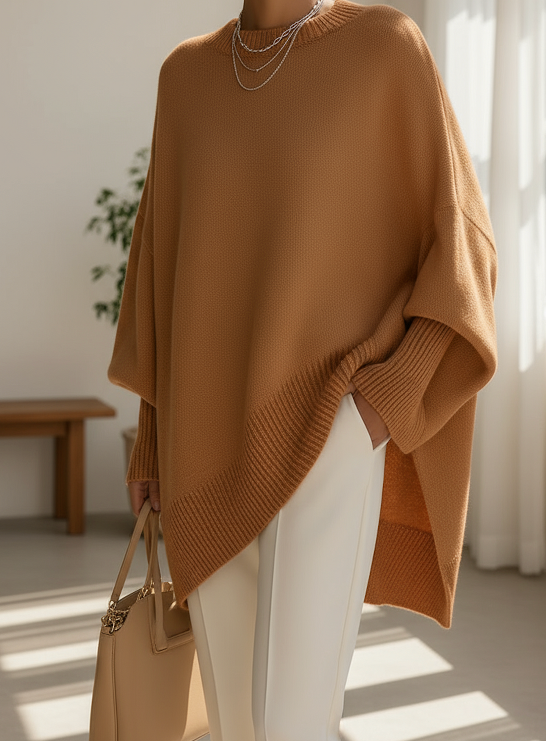 Jeanne | Ruime cashmere trui met ronde hals