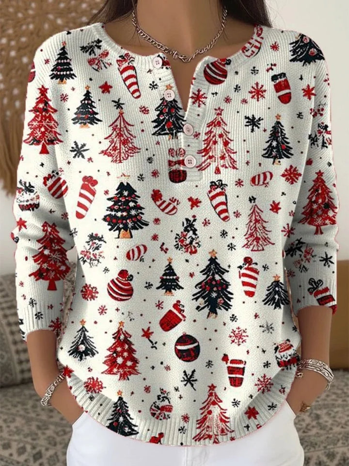 Hallie - Kersttrui met knopen