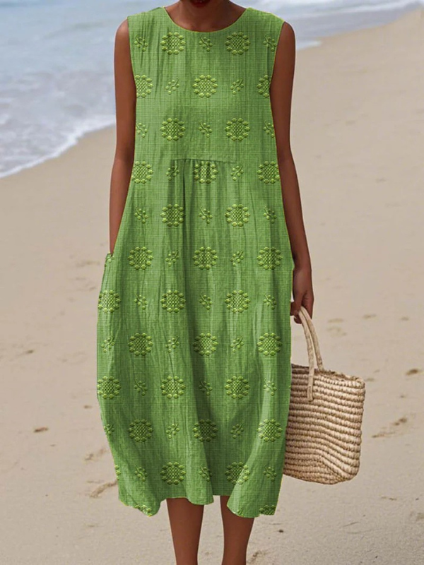 Roos™ Geborduurde Midi-Jurk