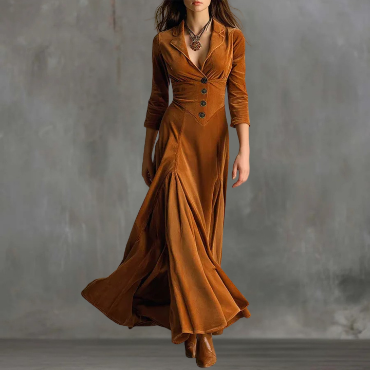 Audrey | Elegante Vloeiende Maxi Jurk met Knopen