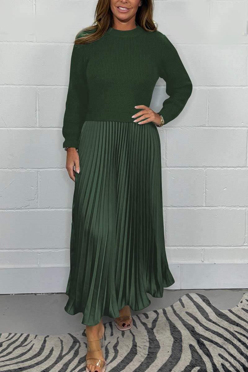 Claudia - Maxi jurk met trui en plissé rok