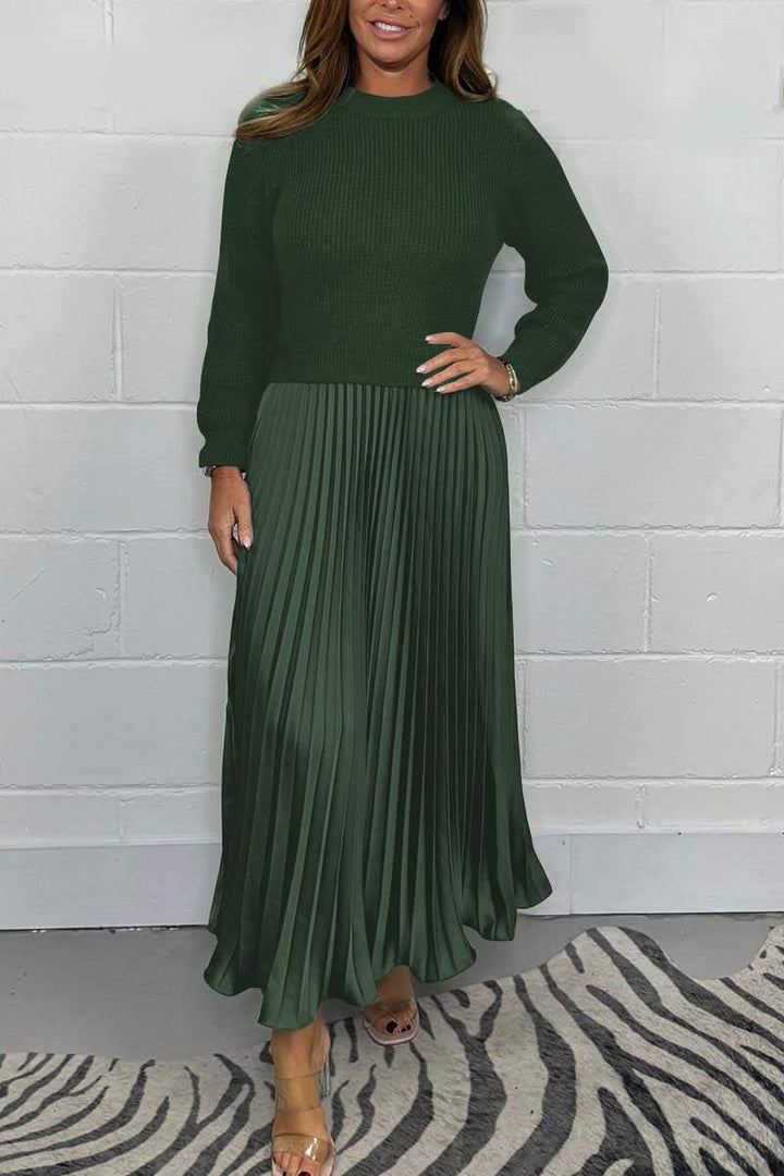 Claudia - Maxi jurk met trui en plissé rok