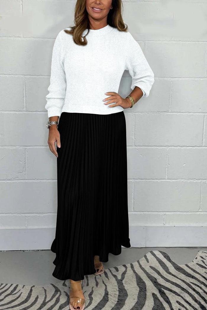 Claudia - Maxi jurk met trui en plissé rok