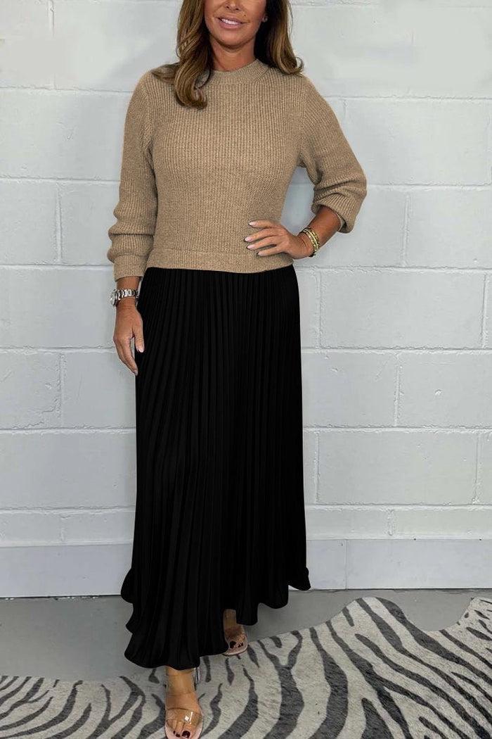 Claudia - Maxi jurk met trui en plissé rok