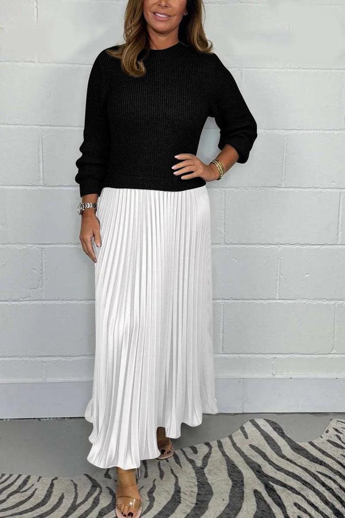 Claudia - Maxi jurk met trui en plissé rok
