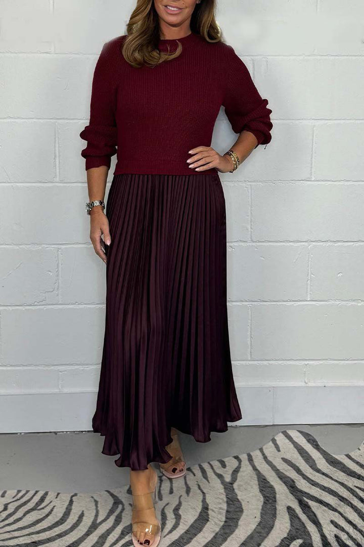 Claudia - Maxi jurk met trui en plissé rok