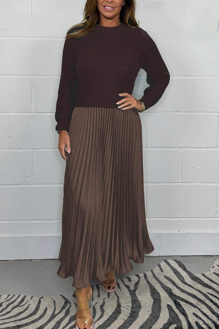 Claudia - Maxi jurk met trui en plissé rok