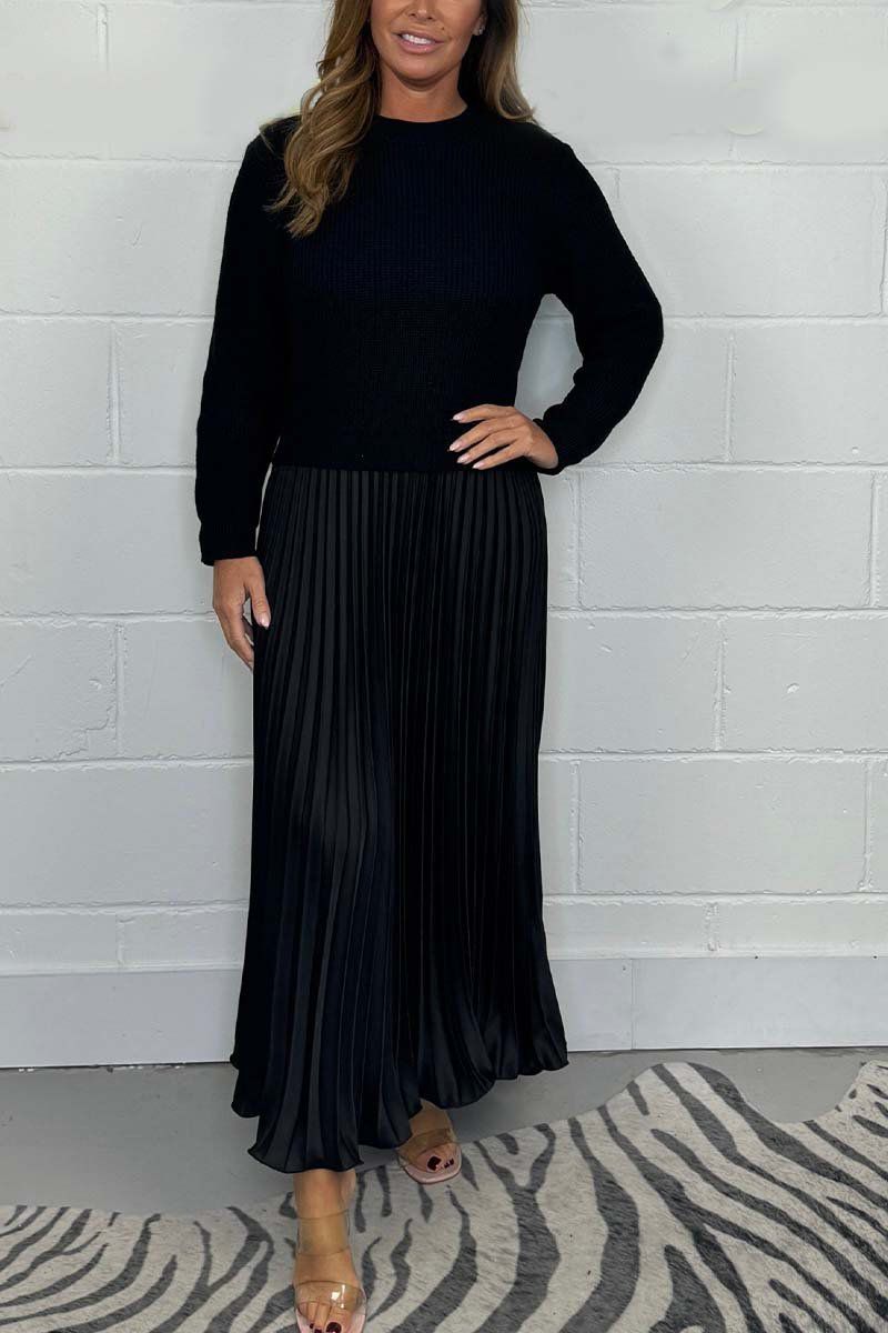 Claudia - Maxi jurk met trui en plissé rok