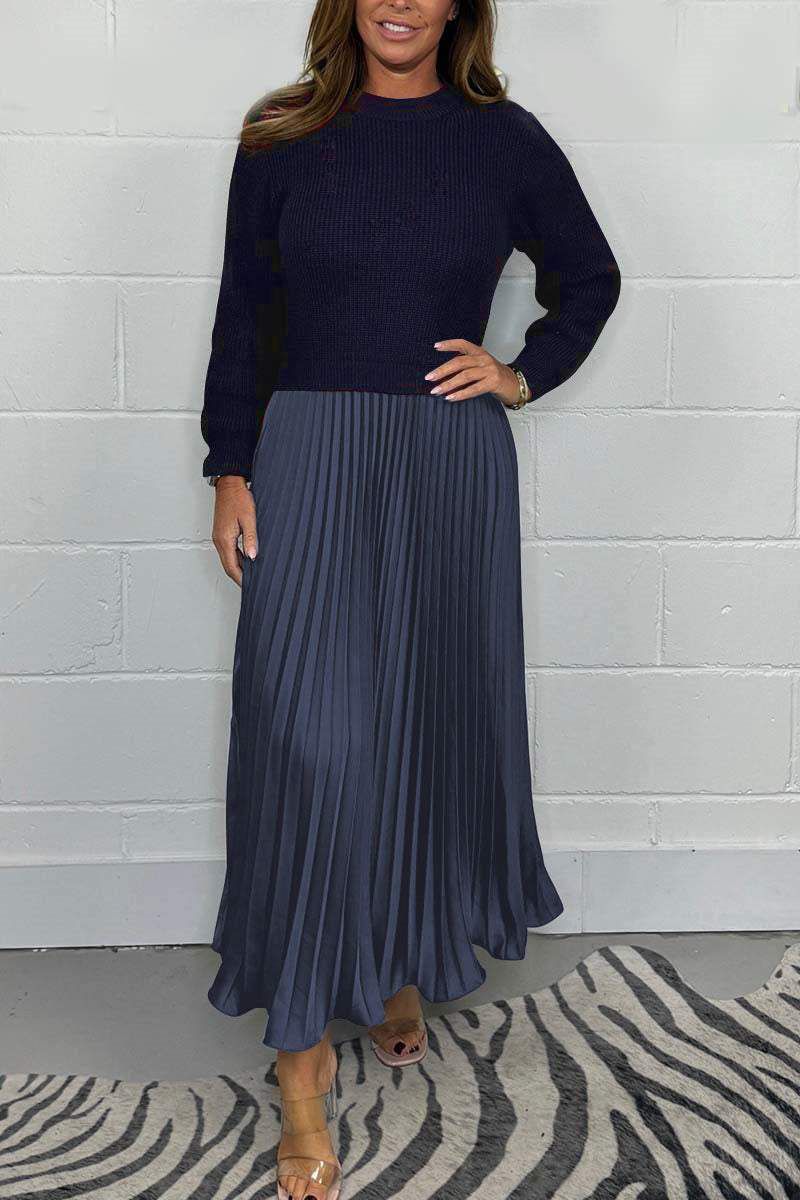 Claudia - Maxi jurk met trui en plissé rok