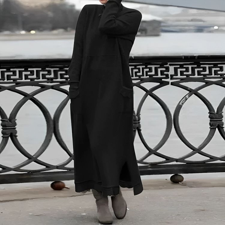 Mara Gebreide Maxi Jurk – Cozy Lange Mouwen Oversized Winter Jurk