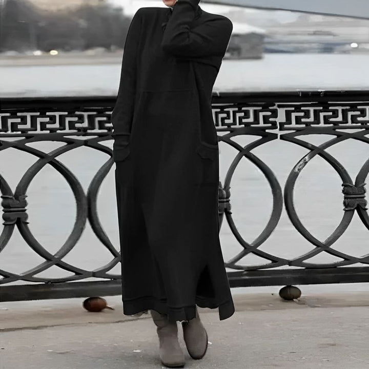 Mara Gebreide Maxi Jurk – Cozy Lange Mouwen Oversized Winter Jurk
