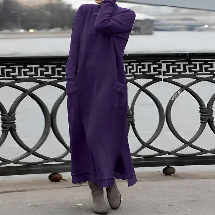 Mara Gebreide Maxi Jurk – Cozy Lange Mouwen Oversized Winter Jurk