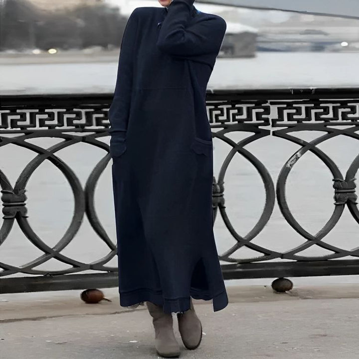 Mara Gebreide Maxi Jurk – Cozy Lange Mouwen Oversized Winter Jurk