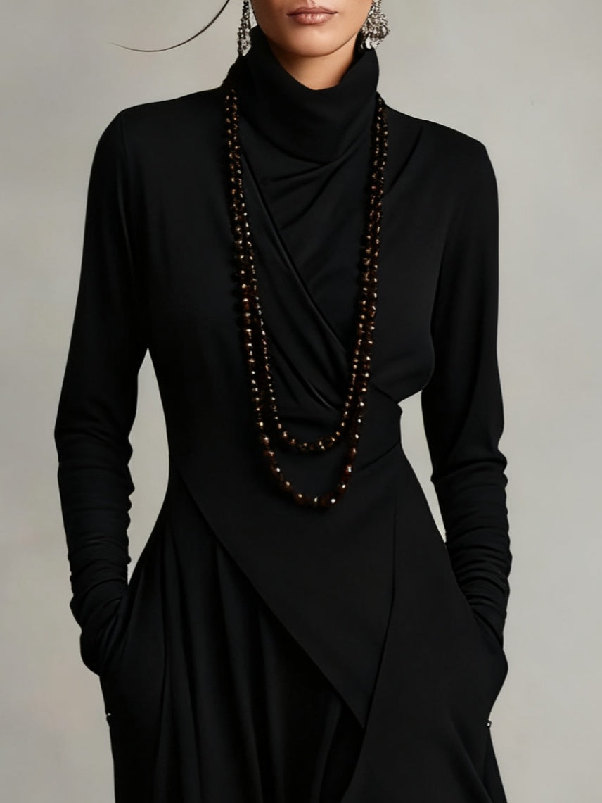 Vivienne | Asymmetrische Maxi-jurk met Hoge Hals