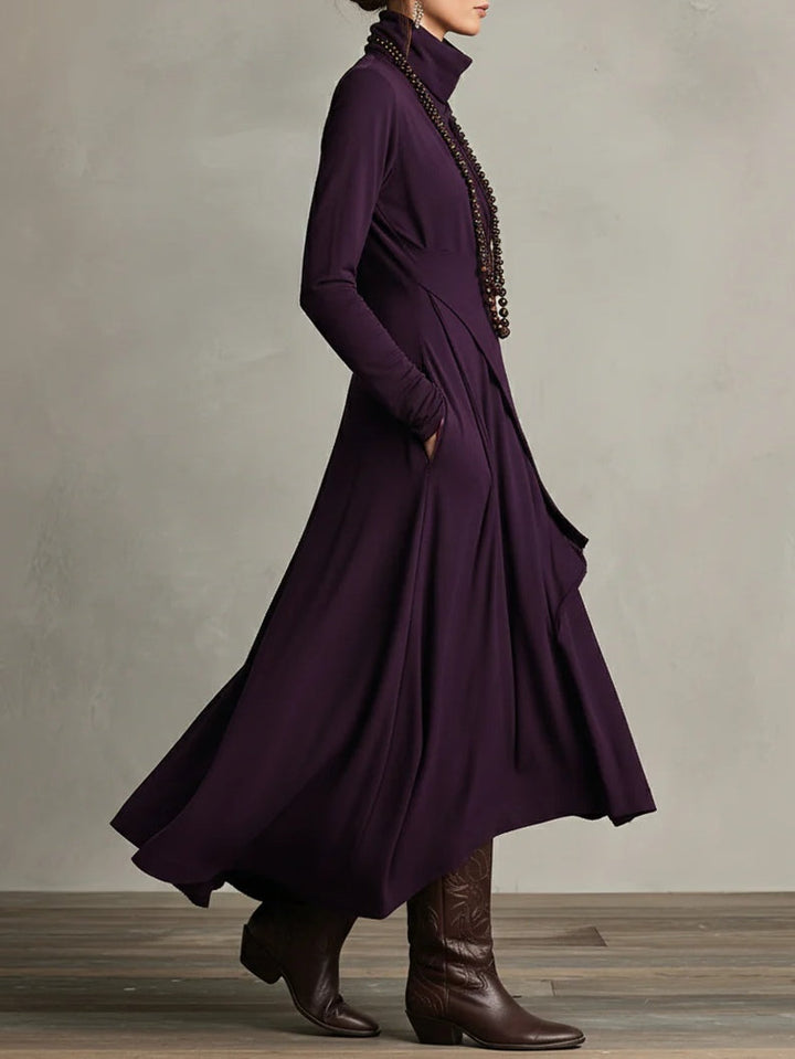 Vivienne | Asymmetrische Maxi-jurk met Hoge Hals